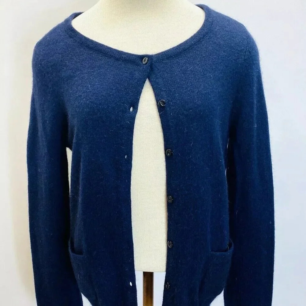 Nwt H&M Basic Women Long Sleeve Open Front Blue Cardigan Sweater Size Medium